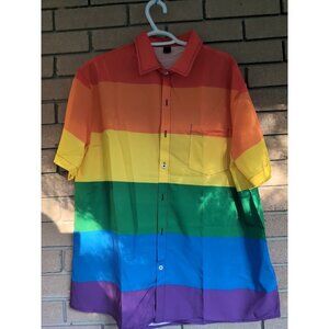 Rainbow Button Up Shirt Size: Medium
